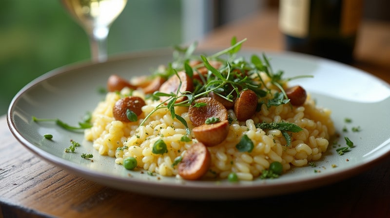 Rezeptidee Wein zum Essen Bärlauch Risotto mit Grüner Veltliner