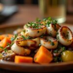 Rezeptidee Wein zum Essen Gegrillter Kalmar mit Zitronen-Kräuterbutter & Wintergemüse – Perfektes Wein-Pairing