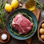 Vorbereiten der Lammschulter und der weiteren Zutaten