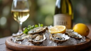 Rezeptidee Wein zum Essen Austern Französische Art