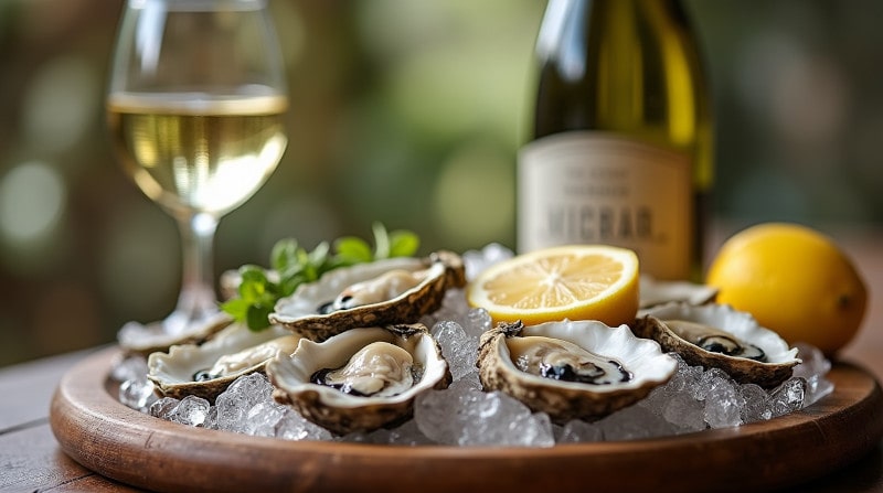 Rezeptidee Wein zum Essen Austern Französische Art