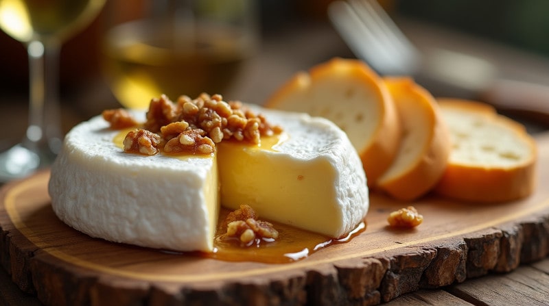 Rezeptidee Wein zum Essen Gebackener Camembert mit Walnüssen