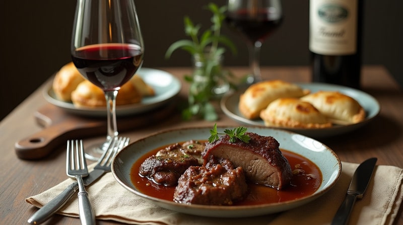 Kategoriebild Rebsorte Tannat im Glas mit Speisenbegleitung wie Rinderschmorbraten, Cassoulet & Wildgerichten